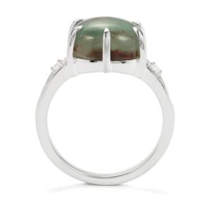 Bague Aquaprase avec zircon blanc en argent sterling 5,86 carats - Product Image 3