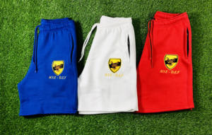 2025 logotipo personalizado suelto verano corto en blanco Unisex francés Terry impreso liso 100% algodón polar sudor Jogger pantalones cortos para hombres - Product Image 5