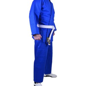 เครื่องแบบยูโด/จิว-ยิตสูสีขาวน้ำหนักเบาออกแบบได้ตามต้องการสำหรับผู้เริ่มต้นนักเรียน + ฟรีเข็มขัดผ้าผสม45% และโพลี55% - Product Image 2