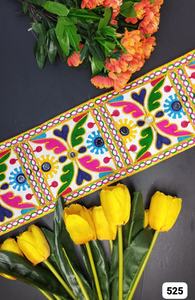 Cordones bordados geométricos pastel claros hechos a medida para prendas de vestir y reventa hermoso diseño de bordado decorativo - Product Image 2