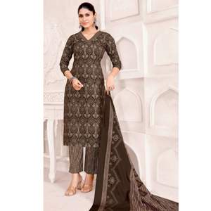 Estampado de diseñador de algodón con bordado La colección Kurta/Kurti incluye Salwar y Dupatta para elegantes trajes de fiesta - Product Image 2