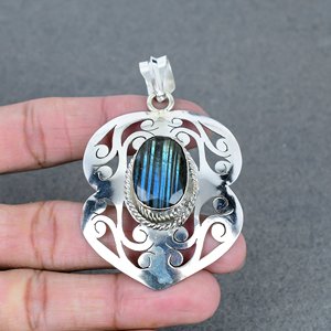 Tendance maintenant bleu Labradorite pendentifs breloques en gros 925 argent plaqué laiton pierres précieuses collier pendentifs bijoux de mode - Product Image 2