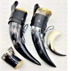 Cuerno vikingo indio para beber natural con borde de latón Cuerno natural Hollowween con borde de latón - Product Image 4