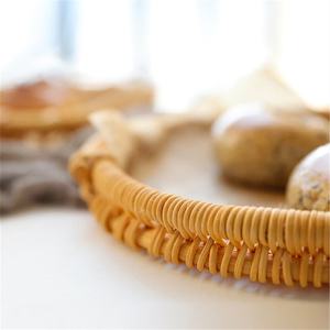 Plateau de service rond en rotin jonc de mer décor à la maison avec poignée intégrée plateaux de tissage décoratifs de stockage - Product Image 6