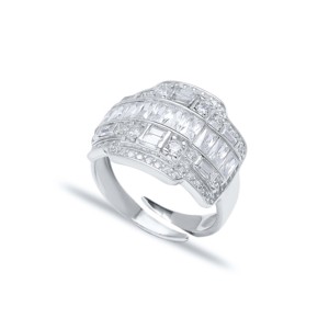 Baguette Stone Elegant Design Adjustable <b>Ring</b> Turkish Handmade Wholesale <b>925</b> Sterling <b>Silver</b> Jewelry - Product Image 3