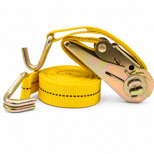 Sangle à cliquet en polyester jaune de 25 mm avec crochets métalliques à adhérence renforcée pour une sécurité maximale, haute résistance, Provina - Product Image 1