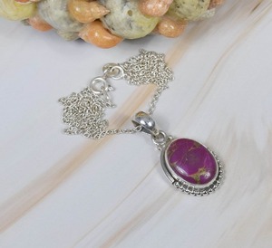 Colgante de moda Purpel turquesa piedra preciosa colgante mejor regalo de aniversario para niñas Plata de Ley 925 con joyería estampada 925 - Product Image 3