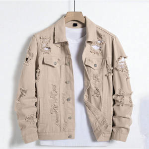 Vente chaude printemps été mode en détresse broderie hommes 100% coton imperméable coupe-vent Denim veste dernière conception - Product Image 1