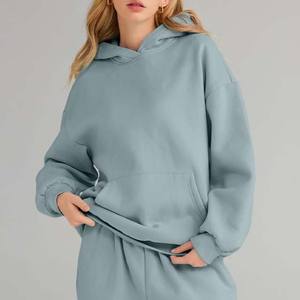 ODM OEM hiver logo personnalisé 100% coton avec poche pull surdimensionné français éponge porter décontracté entraînement Style Y2k sweats à capuche pour femmes - Product Image 5