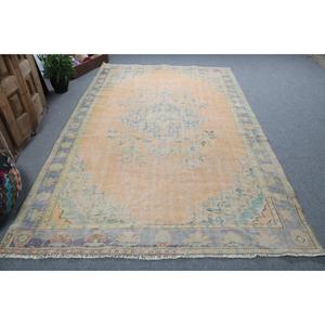 6.2x9.6 ft Turkish Rug Eco-Friendly <b>Yellow</b> Patchwork Traditional <b>Wool</b> Rug with Latex Backing - Product Image 1
