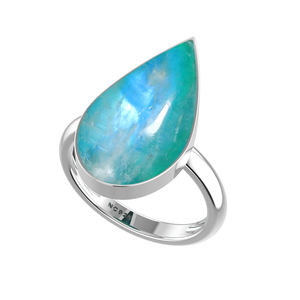 Anillo de Plata de Ley 925 con Acabado de Alta Calidad, Engaste de Bisel, Piedra Lunar Verde, Formas Mixtas, Clásico, para Bodas, Fiestas, Moderno y a la Moda - Product Image 3