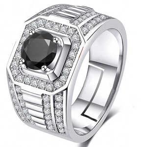 Anillo de Plata con Marca de Calidad para Hombre con Diamante Negro y Ópalo - Product Image 3