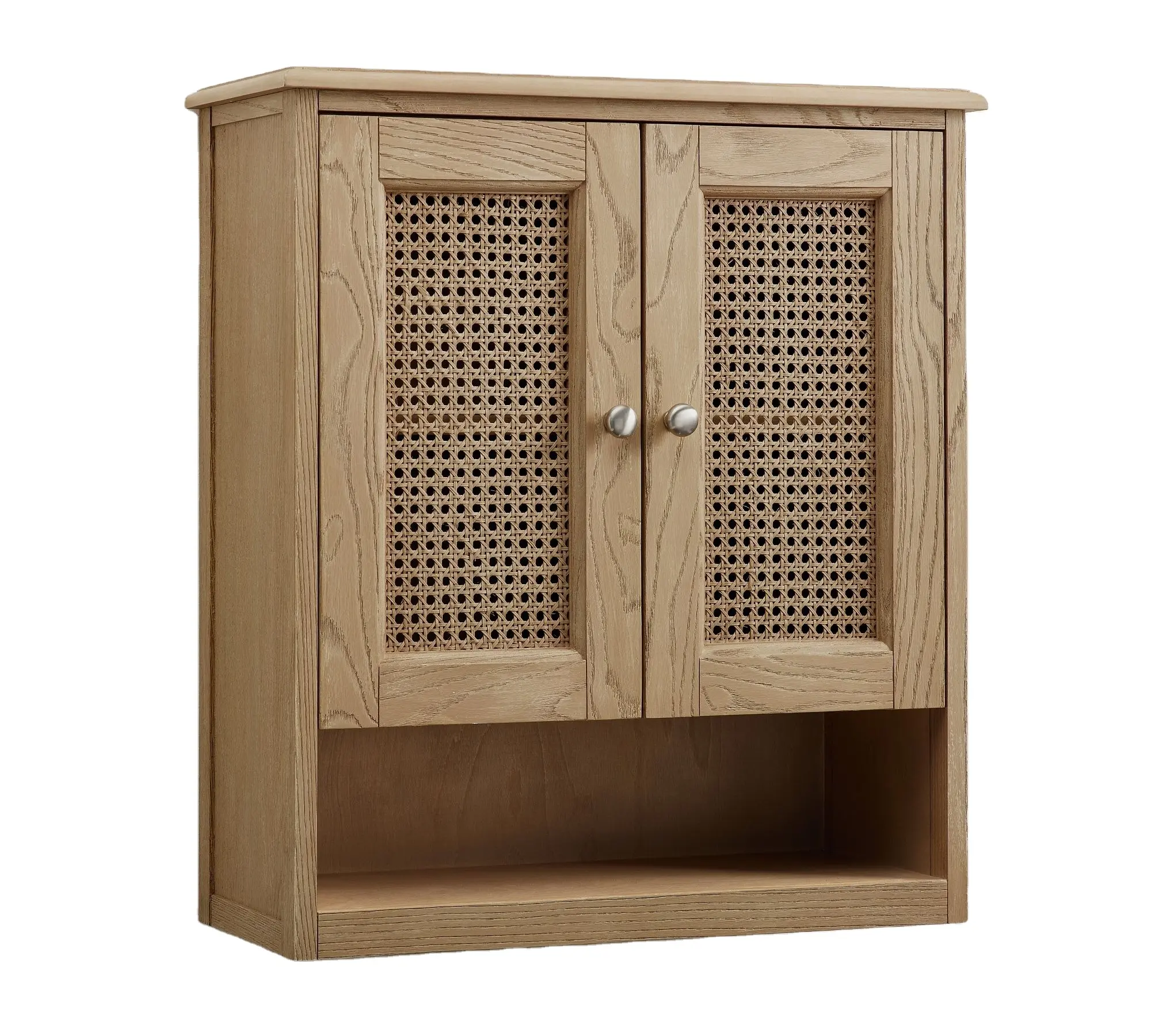 Alta Qualidade Madeira Rattan Wall Cabinet Hardwood Home Furniture Banheiro Cozinha Madeira Armário com Rattan Door made in Vietnam