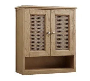 High Quality Wooden Rattan Wall Cabinet Hardwood Home Furniture Bathroom Kitchen Wood Cabinet with Rattan Door made in Vietnam