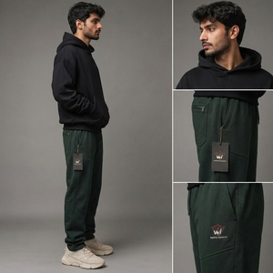 Pantalons de jogging en molleton personnalisés, fabriqués avec un tissu adapté aux pantalons de survêtement pour hommes, parfaits pour l'entraînement, les voyages et les tenues décontractées. - Product Image 5