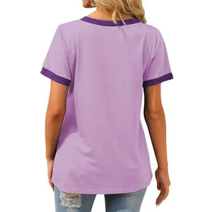 เสื้อยืด OEM สำหรับผู้หญิงไซส์ใหญ่พิเศษผ้าฝ้ายสวมใส่สบายย้อมสีล้วนสำหรับฤดูร้อน - Product Image 4