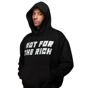 Sweat à capuche noir surdimensionné pour homme, 380GSM, coton biologique lourd, streetwear, pull avec grand logo imprimé sur le devant et le dos - Product Image 3