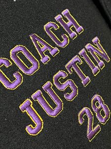 Logo personnalisé veste universitaire col montant 100 corps en laine avec cuir synthétique vraies Photos nouveau Design broderie noire - Product Image 3