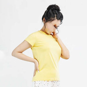 Camiseta ajustada de manga corta para mujer Algodón/Poliéster Liso teñido - Product Image 3