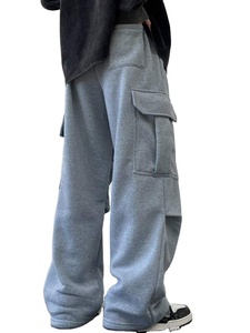 Pantalon cargo jogger unisexe à jambe large pour homme, coupe oversize décontractée, avec poches à rabat utilitaires, style streetwear 2026 - Product Image 1