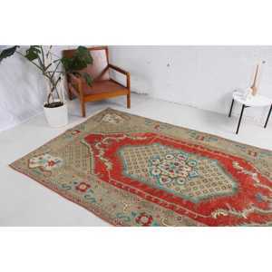 0.4x8.4 ft Rug, Turkish Vintage <b>Runner</b> Rug, <b>Red</b> Wool Rug - Product Image 3