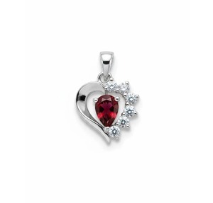 Pendentif Cœur Minimaliste en Argent Sterling Plaqué Rhodium avec Grenat et Zircon de Qualité Supérieure – Bijoux Tendance Minimalistes en Gros - Product Image 1