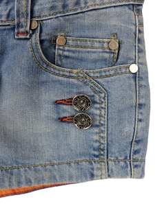 กางเกงขาสั้นผ้ายีนส์เอวต่ำเอวสูงปานกลางเอวต่ำทันสมัยมีรายละเอียดพลอยเทียมขนาด30นิ้วงานหัตถกรรมกำหนดขนาดเองได้ - Product Image 5