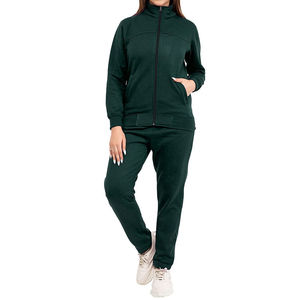 Ladies Gym Tracksuit Zipper jacket And Pants 2 Pieces Set custom logo Fashion Winter Female zip up jacket And <b>Trousers</b> gym wear - Product Image 2