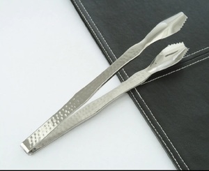 Premium stainless steel bar <b>ice</b> <b>tongs</b> with hammered handle strong grip for hygienic <b>ice</b> serving cocktails home bar use - Product Image 2