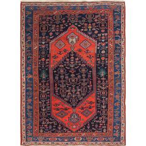 พรมขนสัตว์ถักมือสีน้ำเงิน Aalam รุ่น Paem-523 สำหรับตกแต่งห้องนั่งเล่นในบ้าน พร้อมลวดลายรูปทรงสี่เหลี่ยมผืนผ้าแบบเมดัลเลียน - Product Image 1