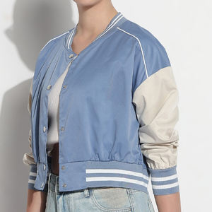 แจ็กเก็ตเบสบอลผ้าซาตินปักลายสำหรับผู้หญิงเสื้อแจ็กเก็ตบอมเบอร์สไตล์ฮิปฮอปผ้าคอตตอนสำหรับใส่ในฤดูใบไม้ผลิ - Product Image 4