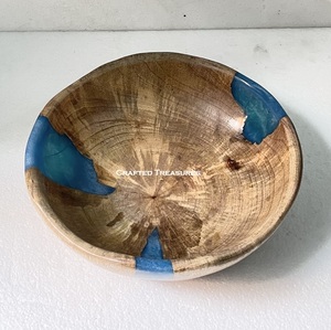 Nouveau design de bol en bois naturel et résine pour la cuisine bol à dîner de table prix de gros bol en résine bois de haute qualité forme ronde - Product Image 2