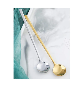 ช้อนบาร์ทองเหลืองและสแตนเลสสำหรับค็อกเทล ช้อนบาร์สำหรับเครื่องดื่มกาแฟ ด้ามยาว เหมาะสำหรับงานแต่งงานและงานปาร์ตี้ - Product Image 1