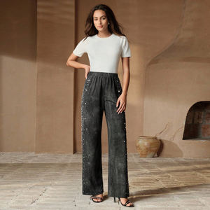 Vintage Rhinestone Jogger Sweat Pant <b>Women</b> Cotton <b>Fleece</b> Straight Leg Streetwear Oem Supplier Custom Logo Trendy Wear Jogger - Product Image 5