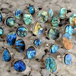 Natural Blue Fire Labradorite Druzy Gemstone <b>Ring</b> Solid 925 Sterling Silver Overlay Handmade <b>Ring</b> Labradorite <b>Statement</b> <b>Ring</b> Lot - Product Image 2