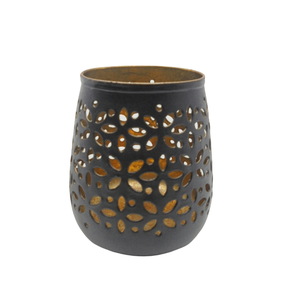 Bougeoir en fer à patine grise en métal pour décoration intérieure faite à la main personnalisée - Product Image 3