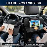 Table de Voiture Pliable Multifonctionnelle Carfu pour Intérieur de Voiture, Plateau de Volant, Accessoire Portable