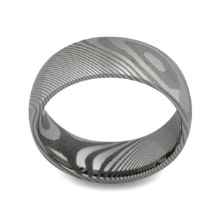 แหวนแต่งงานทำจากเหล็กดามัสกัสใช้ได้ทั้งชายและหญิงแหวนหมั้นทำจากสเตนเลสงานทำมือสั่งทำเครื่องมืองานไม้ - Product Image 6