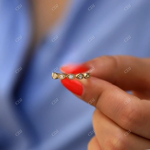 แหวนแต่งงานสไตล์วินเทจสุดหรูประดับโมอิสซาไนต์ ดีไซน์อาร์ตเดโค ทองคำ 14k สีเหลือง ได้รับการรับรองจาก GRA  งานสั่งทำพิเศษสำหรับผู้หญิง - Product Image 5