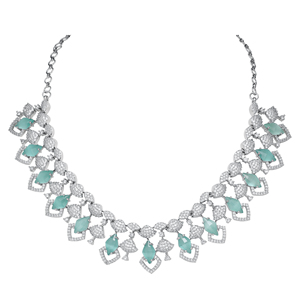 Moderne à la mode argent AD collier en laiton Plateado élégant bijoux cadeau pour les femmes pour les fêtes - Product Image 4