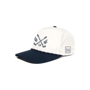 หมวกกอล์ฟแบบกำหนดเองจากโรงงาน พร้อมที่ใส่ที  สองสี 5 ชิ้น  ตัดด้วยเลเซอร์  แบบ Snapback  ปิดด้วยพลาสติก ผลิตในเวียดนาม - Product Image 2