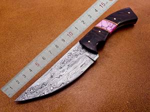 OEM personalizable hecho a mano de acero de Damasco cuchillo Skinner hueso mango cuero vaina Wangi madera torcida patrón-grado al por mayor - Product Image 4