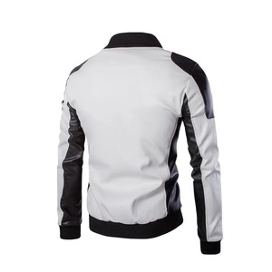 Veste noire et blanche personnalisée en gros avec fermeture à glissière Vestes en cuir pour hommes Matériau de haute qualité Tige pour hommes - Product Image 2