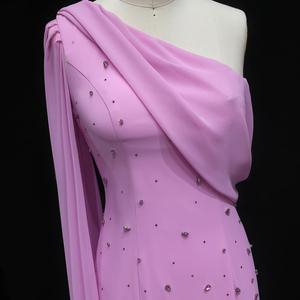 Robe de soirée rose Jancember XD034, asymétrique, pour bal de promo, avec fleurs 3D, coupe ajustée, pour cérémonie ou cocktail. - Product Image 5