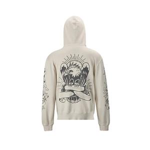 Venta al por mayor Heavyweight Vintage Oversized zip up Hoodie Hombres 500Gsm Transpirable Fleece Acid Wash HOODIE - Product Image 2