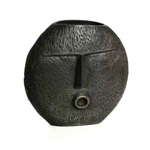 Jarrones de flores de metal de diseño único para sala de estar y dormitorio, jarrón de Mesa de la mejor calidad con acabado recubierto de polvo negro a precio barato - Product Image 5