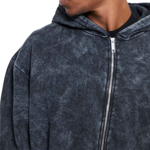 Sudadera con Capucha Personalizable al por Mayor, MOQ Bajo, Talla Grande, para Hombre, con Cierre Completo, para Invierno, Negra, de Secado Rápido, Transpirable, con Bolsillo - Product Image 6