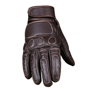 Men's Vintage Goatskin Black Leather Motorbike Gloves Gel Padded Cruiser Street Motorcycle Auto Racing Wear Black Gloves For Men - Product Image 5