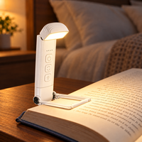 Lampe de lecture LED rechargeable par USB avec batterie 500 mAh, 3 modes d'éclairage, 5 niveaux de luminosité et fonction de mémoire de mode