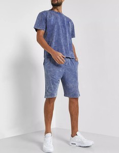 Conjunto corto de chándal de gran tamaño de algodón liso en blanco personalizado OEM, Conjunto de camiseta y pantalones cortos de 2 piezas para hombre, novedad - Product Image 2